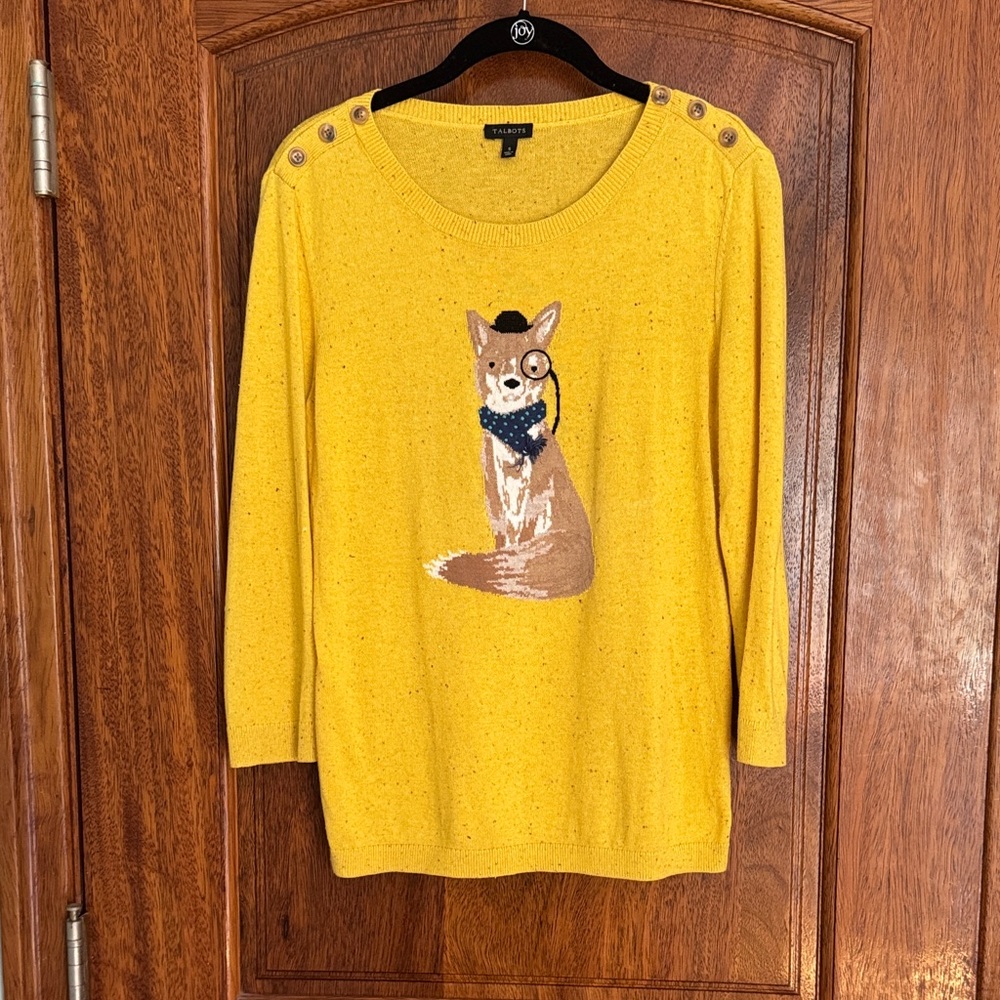 Talbots Yellow Sweater with Fox Design